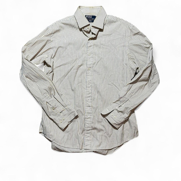 Polo Ralph Lauren Men’s 36/37 Yellow Striped Dress Shirt Button Up Classic Fit - Picture 1 of 8